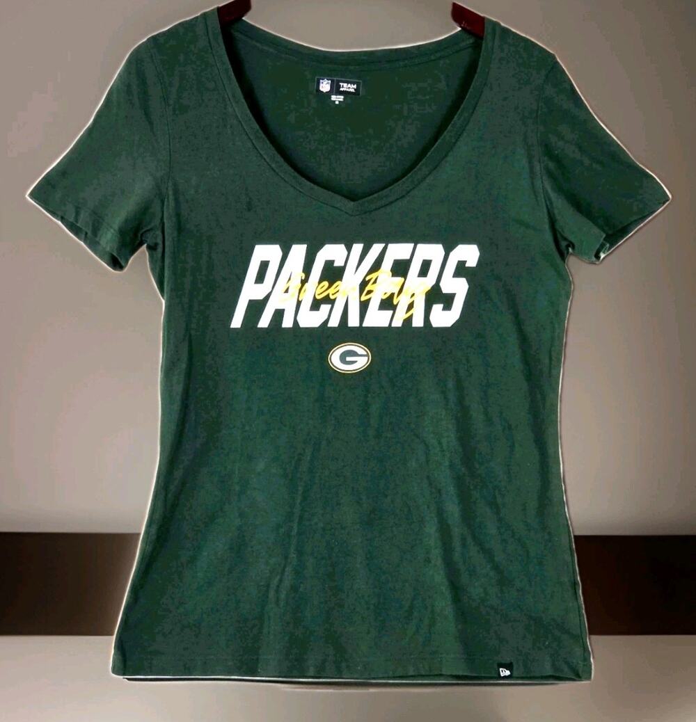 Green Bay Packers NFL Team Apparel Women's Medium Cotton Top Cap Sleeve Shirt